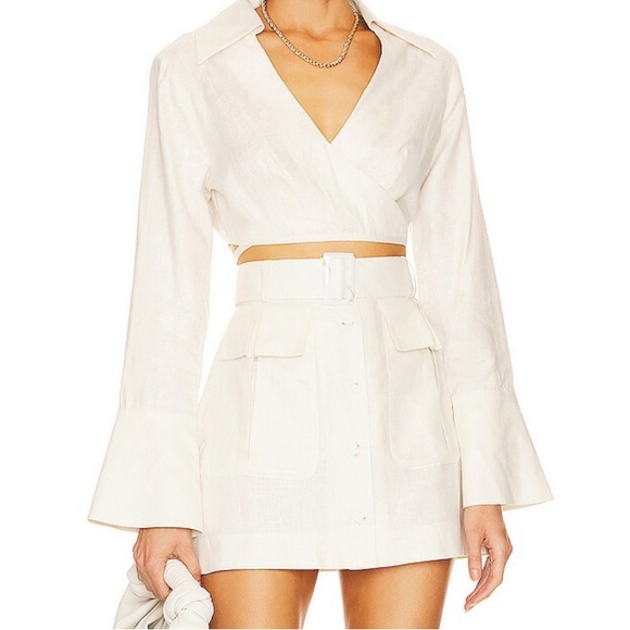 Revolve Matthew Bruch Long Sleeve Wrap Crop Top NEW XS - Picture 3 of 3